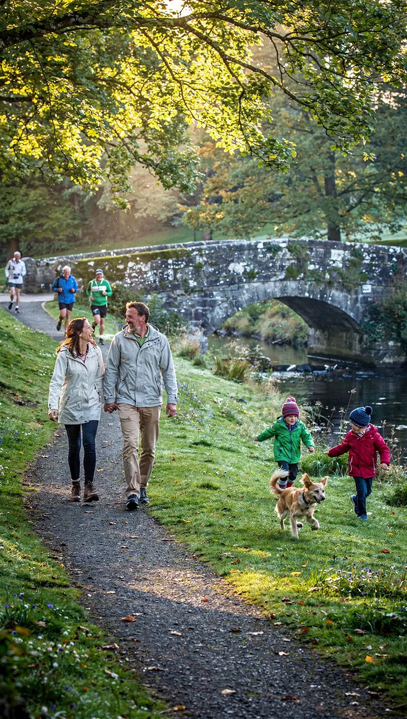 Family enjoying outdoor activities with kids in nature.